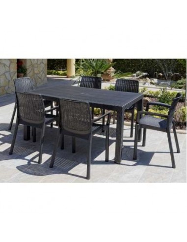 MESA ELEGANTE RATAN 150X90X72CM ANTRACIT