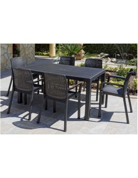 MESA ELEGANTE RATAN 150X90X72CM ANTRACIT