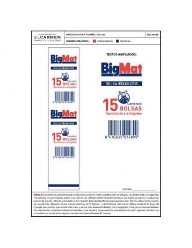 PAQUETE 15UD BOLSA BASURA 55X60 BIGMAT