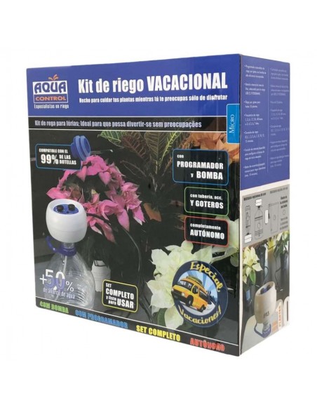KIT VACACIONAL DE RIEGO X GOTEO CON BOMB