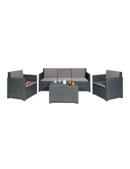 CONJUNTO RATTAN AURELIA ANTRACITA 5PLZ