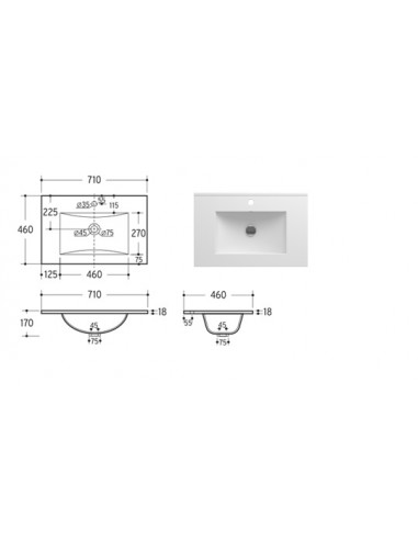 LAVABO INTEGRAL CERAMICO 71X46 BLANCO OR