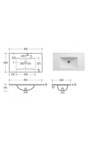 LAVABO INTEGRAL CERAMICO 81X46 BLANCO OR