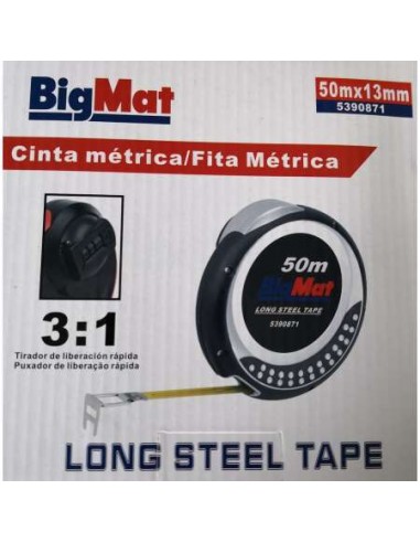 CINTA METRICA 3:1 ACERO 50MX13MM BIGMAT
