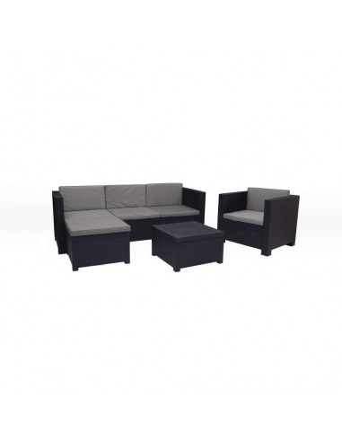CONJUNTO MANHATTAN GRAFITO 4 PLAZAS