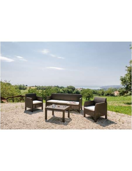CONJUNTO RATTAN SINTETICO MATILDE MARRON