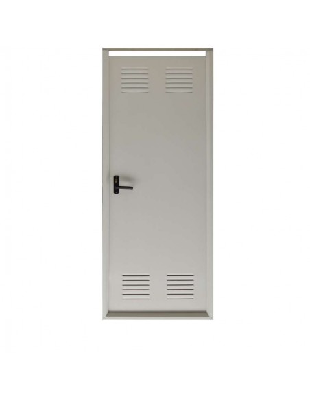 PUERTA CHAPA CON REJILLA. 80X200 HOJA DE 70 APERTURA DERECHA LACADA BLANCA