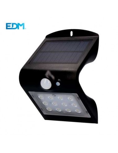 APLIQUE SOLAR C/SENSOR NEGRO 1W