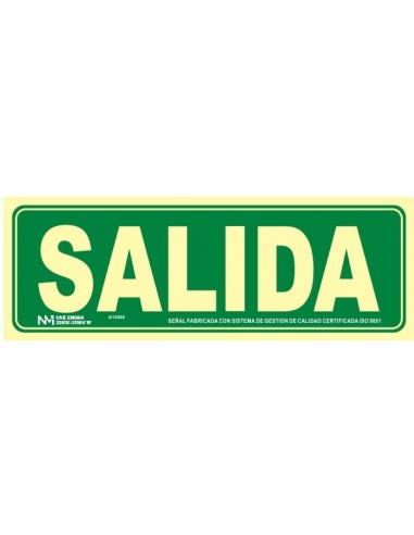 SEÑAL SALIDA PVC 1MM CLASE A 105X300MM