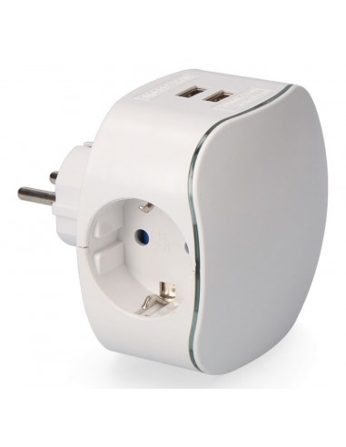 ADAPTADOR TRIPLE SCHUKO 2T USB 2100 EDM