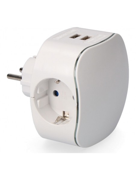 ADAPTADOR TRIPLE SCHUKO 2T USB 2100 EDM