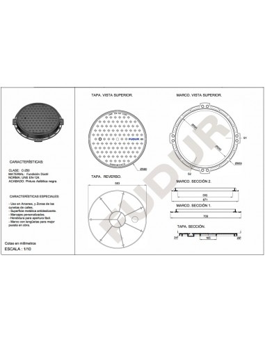 TAPA CIRCULAR HF 600MM C-250 BASIC POZO...