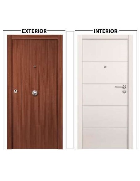 PUERTA ENTRA BLINDADA 2030X825X45 SAPELLY/BLANCO RAYA APERTURA DERECHA