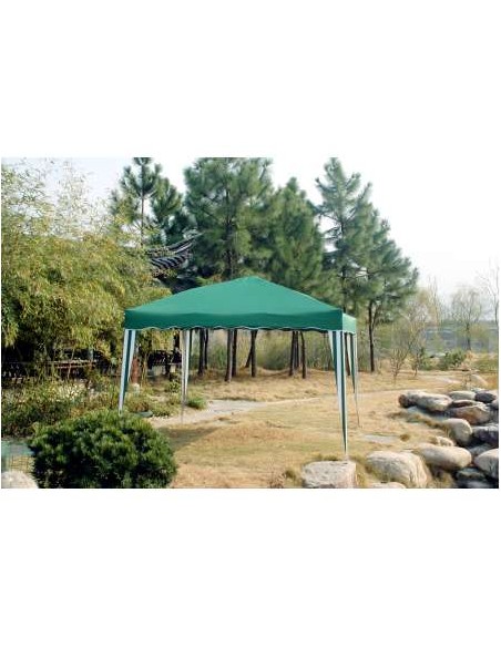 GAZEBO PLEGABLE 3X3M VERDE Y LATERALES A RAYAS BLANCO/VERDE