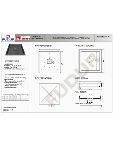 ARQUETA DUCTIL RELLENABLE 40X40 C-250