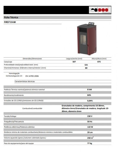 ESTUFA PELLETS  8KW MD FIRST BURDEOS