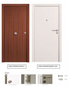 PUERTA BLOCK BLINDADA LISA SAPELLY EXTERIOR / BLANCO... 2