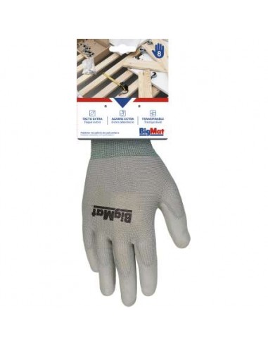GUANTE BIGMAT PALMA PU GRIS T8