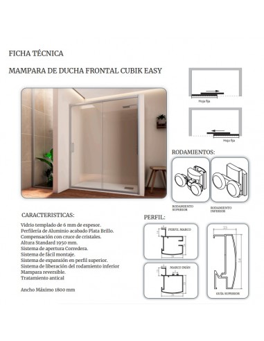 MAMPARA DUCHA FRONTAL CUBIK EASY 135CM