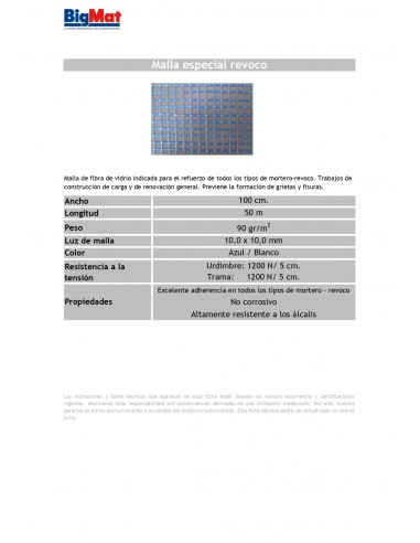 M2. FIBRA DE VIDREO REVOCO AZUL CEMENTO  1ML.1...