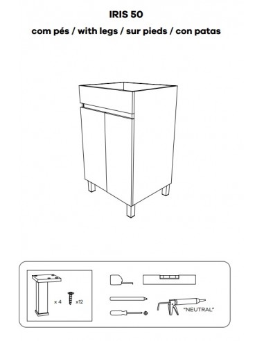 CONJUNTO MUEBLE IRIS 50CM con ESPEJO Y LAVABO