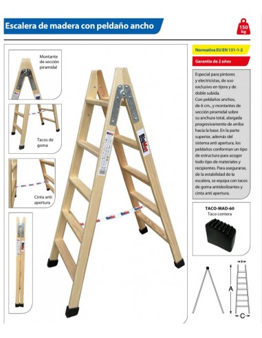 ESCALERA MADERA BIGMAT 7 PELDAÑOS