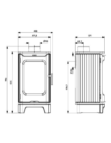 ESTUFA DE LEÑA ANDRE HF 59KW 30-100M2