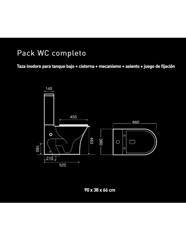 PACK INODORO WC CONFORT 46 CM DUAL BLANCO