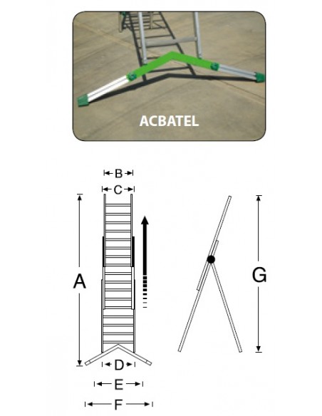 ESCALERA ALUMINIO 3 TRAMOS DE 11 PELDAÑOS con base estabilizadoraAB