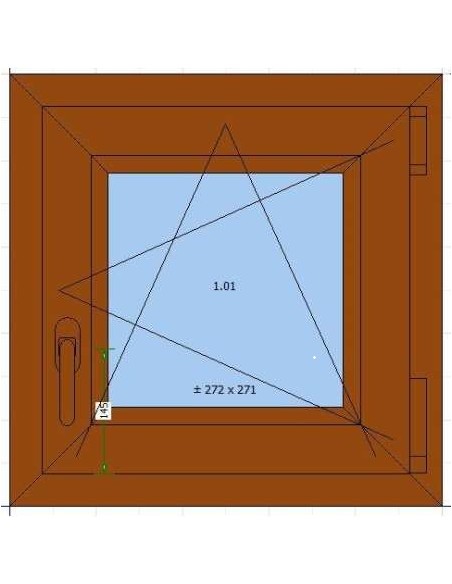 VENTANA PVC 500X500 ROBLE DORADO OSCILO APERTURA DERECHA