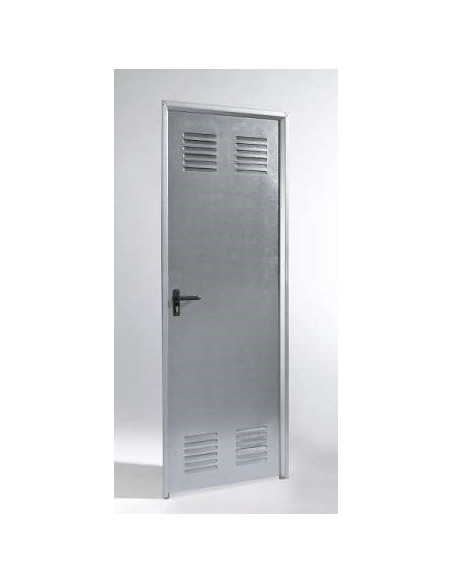 PUERTA CHAPA CON REJILLA  DE 80X180CM  HOJA 70 APERTURA  DERECHA GALVANIZADA