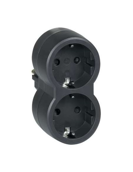 ADAPTADOR 2X2P+T FRONTAL NEGRO